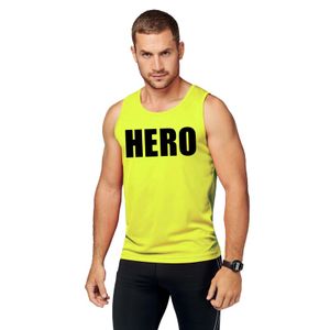 Neon geel sport shirt/ singlet Hero heren