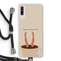 Aggressively drinks coffee: Samsung Galaxy A70 Transparant Hoesje met koord Aggressively drinks coffee: Samsung Galaxy A70 Transparant Hoesje met koord