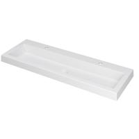 INK Dock Wastafel Polystone met 2 Kraangaten - 1200x400x60 mm - Mat Wit