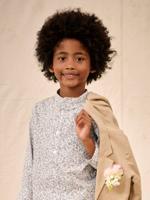 Jongenshemd met bloemenprint en Maokraag beige, bedrukt