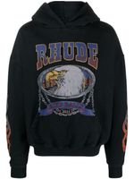 RHUDE hoodie Screaming Eagle en coton - Noir