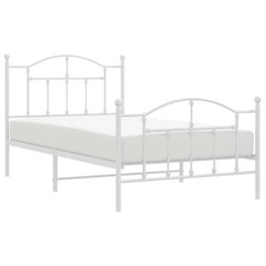 vidaXL Bedframe met hoofd- en voeteneinde metaal wit 100x190 cm