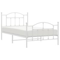 vidaXL Bedframe met hoofd- en voeteneinde metaal wit 100x190 cm - thumbnail