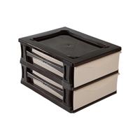 Ladeblokje/bureau organizer 2x grote lades - bruin/beige - L26 x B35 x H20 cm - kunststof - thumbnail