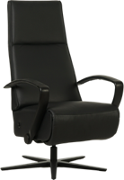 Zwarte leren industriële relaxfauteuil Idol - staal zwart frame met stervoet - zithoogte hoog - Toledo Leer Nero (zwart leer)