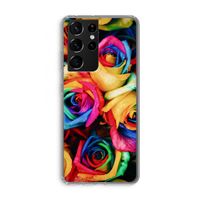 Neon bloemen: Samsung Galaxy S21 Ultra Transparant Hoesje
