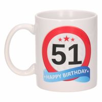Verjaardag 51 jaar verkeersbord mok / beker - thumbnail