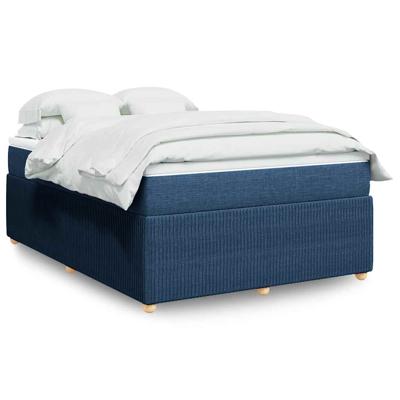 Boxspring met matras stof blauw 140x190 cm