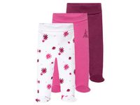 lupilu 3 baby joggingbroeken (50/56, Patroon/roze/paars)