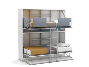 Opklap stapelbed Smart Bunk met bureau