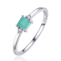 Elenza Sterling .925 Zilveren Ring met Rechthoekige Groene Steen en Zirkonia-18mm