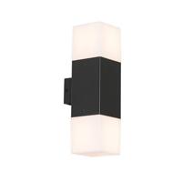 QAZQA Buiten wandlamp zwart met opale kap 2-lichts IP44 - Denmark