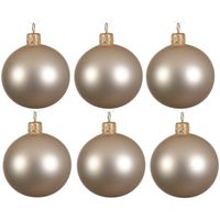 6x Glazen kerstballen mat licht parel/champagne 6 cm kerstboom versiering/decoratie   -