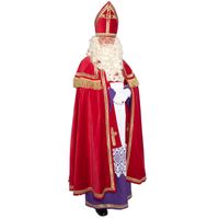 Sinterklaas kostuum katoenfluweel met koker mijter voor volwassenen One size  -