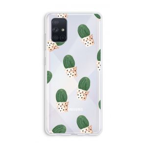 Cactusprint roze: Galaxy A71 Transparant Hoesje