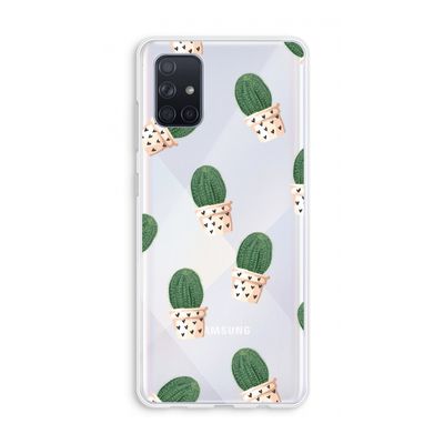 Cactusprint roze: Galaxy A71 Transparant Hoesje