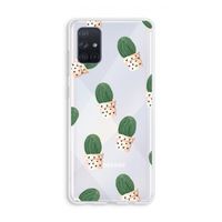 Cactusprint roze: Galaxy A71 Transparant Hoesje