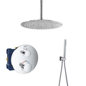 Grohe Grohtherm inbouw doucheset met 20cm regendouche en plafondarm rond