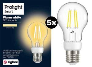 Prolight Zigbee Smart ledlamp - E27 - warm white - 5 stuks