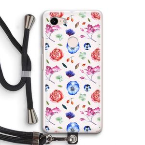 Bloemetjes: Pixel 3 Transparant Hoesje met koord