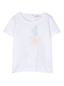 Il Gufo t-shirt en coton à fleurs appliquées - Blanc