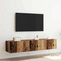 Tv-wandmeubels 2 st met LED 80x35x31 cm oud houtkleurig