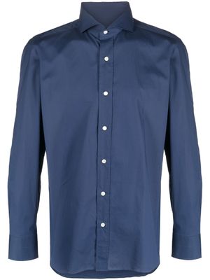 Borrelli chemise en coton mélangé à col italien - Bleu