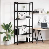 Boekenkast Zwart eiken 80 x 30 x 188 cm Hout en Staal