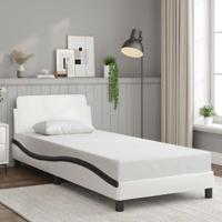 Bedframe "Dover" kunstleer wit en zwart 80x200 cm