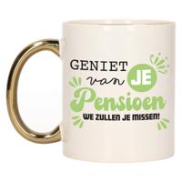 Cadeau mok voor collega - afscheid/pensioen - groen met gouden oor - keramiek - 300 ml - thumbnail