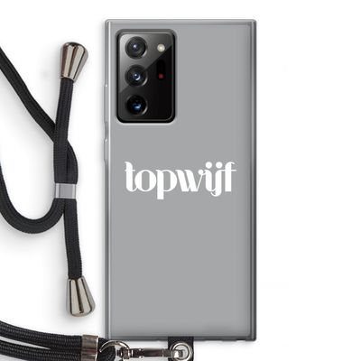 Topwijf Grijs Wit: Samsung Galaxy Note 20 Ultra / Note 20 Ultra 5G Transparant Hoesje met koord