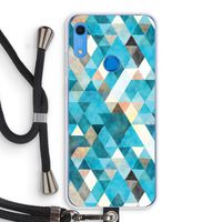 Gekleurde driehoekjes blauw: Huawei Y6s Transparant Hoesje met koord