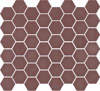 Tegelsample: The Mosaic Factory Valencia hexagon glasmozaïek tegels 28x33 burgundy mat