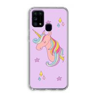 Roze eenhoorn: Samsung Galaxy M31 Transparant Hoesje