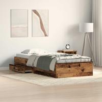 Bedframe met lade met opslag Oud Hout 90 x 200 cm Bewerkt hout