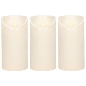 3x Creme parel LED kaarsen / stompkaarsen met bewegende vlam 15 cm