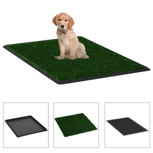 VidaXL Huisdierentoilet met bak en kunstgras 64x51x3 cm groen
