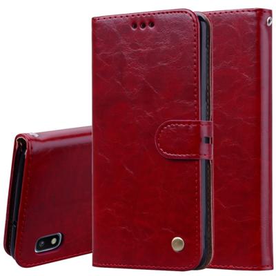 Business stijl olie Wax textuur horizontale Flip lederen case voor Galaxy A10 met houder & kaartsleuven & portemonnee (rood)