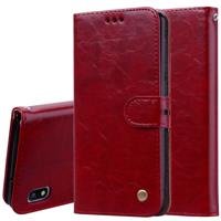 Business stijl olie Wax textuur horizontale Flip lederen case voor Galaxy A10 met houder & kaartsleuven & portemonnee (rood)