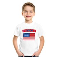 T-shirt met USA/ Amerikaanse vlag wit kinderen T-shirt met USA/ Amerikaanse vlag wit kinderen