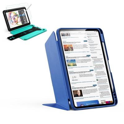 iPad 11" (A16) 2025 Bundle Flip Magnetic Case with Pencil Holder & Armorite® Paper-Feel Protection - Navy Blue