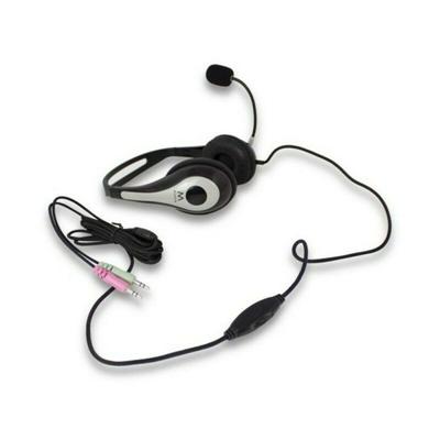 Hoofdtelefoon met microfoon Ewent EW3562 Zwart Zwart/Zilverkleurig