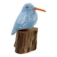 Vogel op Houten Stronk - Lichtblauw