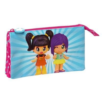 Pennenetui met 2 vakken Pinypon Blauw Roze 22 x 12 x 3 cm