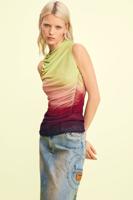 Asymmetrische gedrapeerde top - GREEN - M