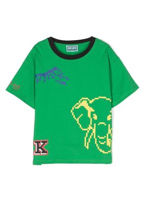 Kenzo Kids t-shirt en coton biologique à logo imprimé - Vert
