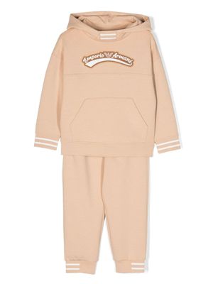 Emporio Armani Kids survêtement en coton à logo brodé - Tons neutres
