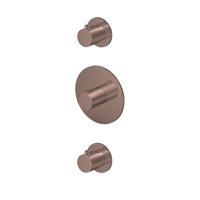 Hotbath Buddy inbouwthermostaat - 2 stopkranen - geborsteld koper PVD CB007EXTBCP
