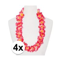 4x Hawaii bloemenkransen roze/oranje