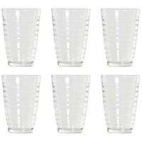 18x Stuks transparante waterglazen/drinkglazen streep relief 300 ml van glas